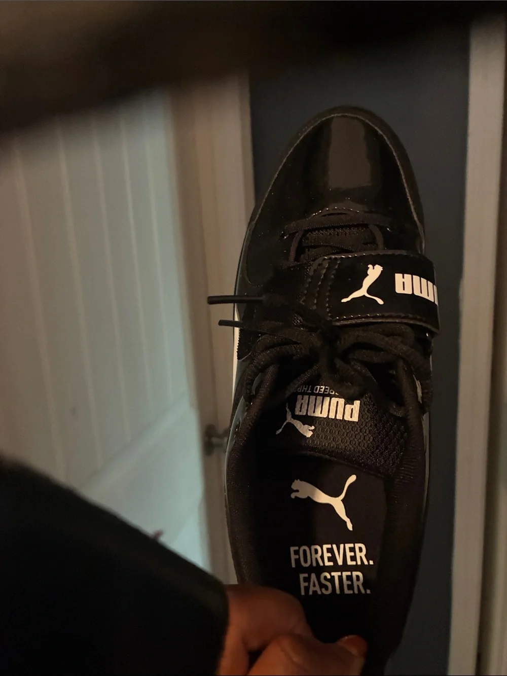 Puma Black Patent Low-Profile Sneaker with White Logo